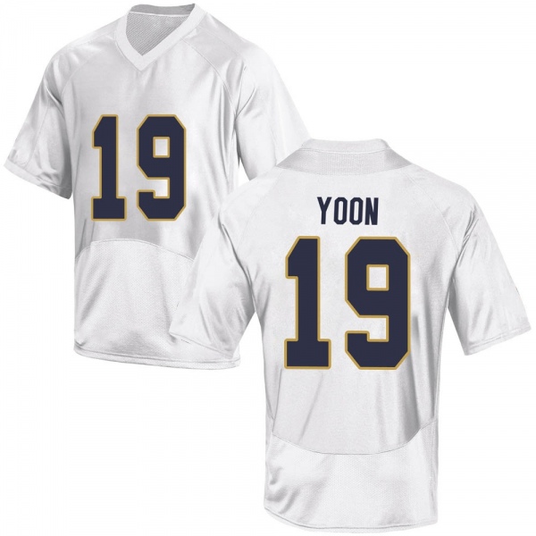 Justin Yoon Notre Dame Fighting Irish NCAA Youth #19 White Replica College Stitched Football Jersey SWQ3755RN
